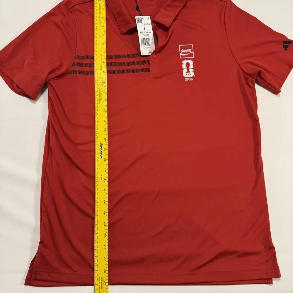 adidas FIFA Coca-Cola Logo Red Polo Shirt Men's L Short Sleeve New With Tags